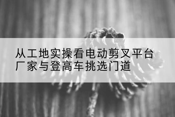 阳春电动剪叉升降平台厂家-从工地实操看电动剪叉平台厂家与登高车挑选门道